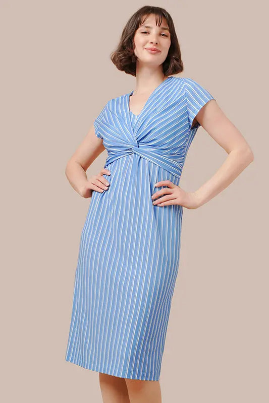 Stretch Jersey: Stretch Jersey Stripe Twist Dress