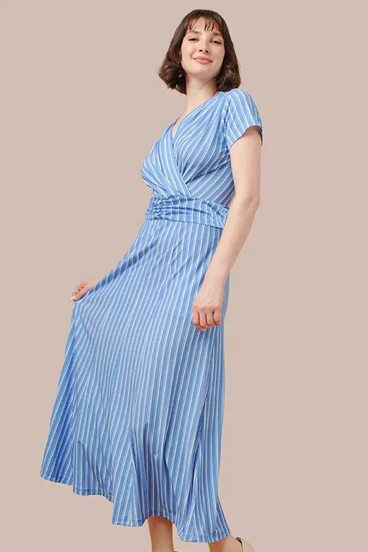Stretch Jersey: Stretch Jersey Stripe Long Marilyn Dress