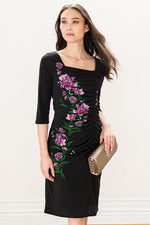 Mina Square Neck Side-Gather Dress