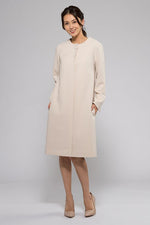 Beige Pink No-Collar Stretch Spring Coat