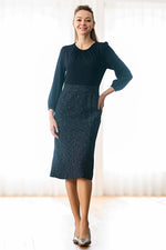 ECO: Navy Switch Tweed Dress