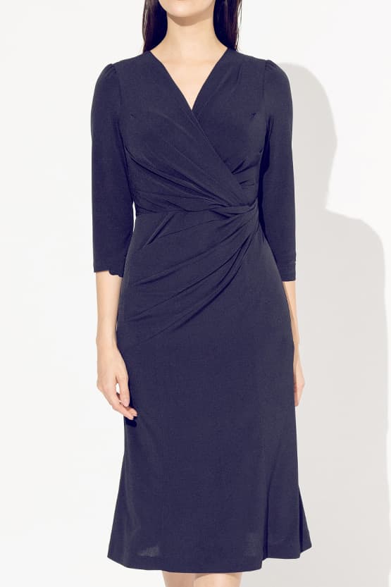 Navy Gather Dress