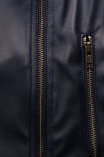Navy No-Collar Stretch Riders Jacket
