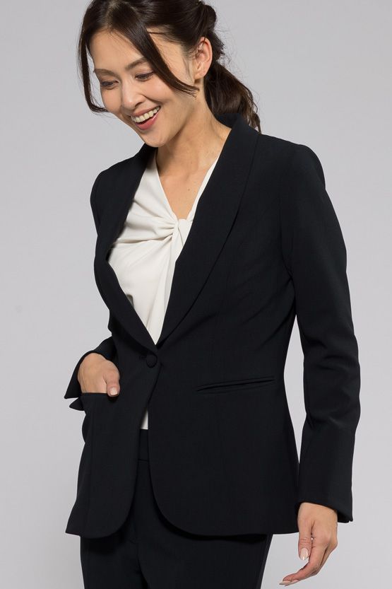 Navy Shawl Collar Long Jacket