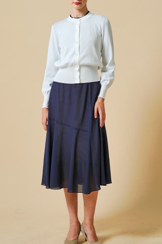 Stretch Chiffon Navy Long Mermaid Dress