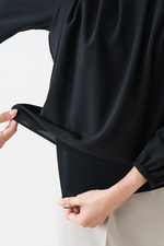 Stretch Chiffon: Black Square Neck Chiffon Top