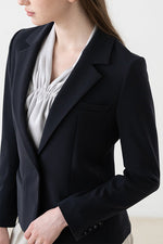 All-Season Material: Smart Stretch Dark Navy Stretch Blazer Jacket