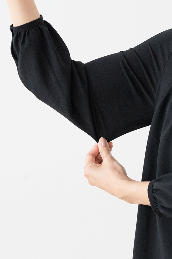 Stretch Chiffon: Black Square Neck Chiffon Top