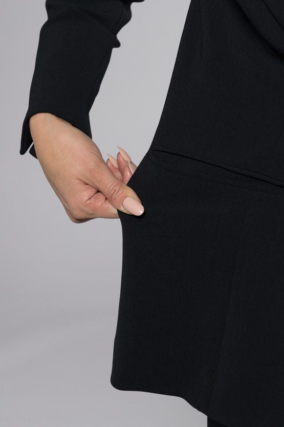 Navy Shawl Collar Long Jacket
