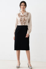 All-Season Material: Gold X Black Satin Frill Dress