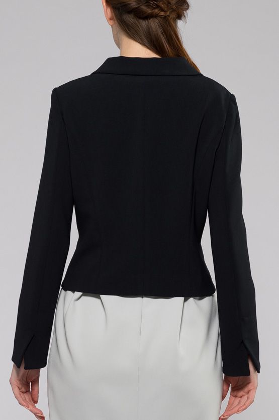 Navy Heathered Stretch Shawl Collar Short Jacket