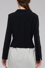 Navy Heathered Stretch Shawl Collar Short Jacket