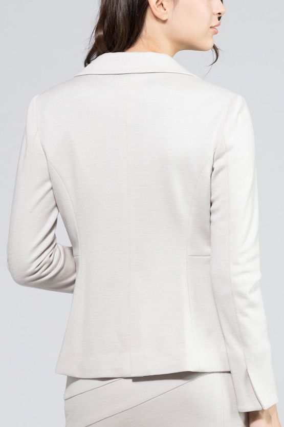 Light Beige Rich Wool Stretch Tailored Jacket