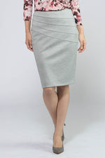 Light Grey Rich Wool Stretch Striped Skirt