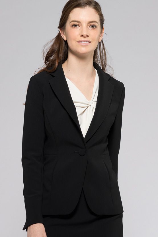 Black Heathered Stretch Tailored Jacket