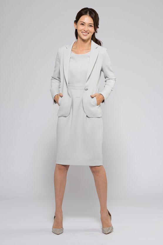Light Grey Heathered Stretch Tailored Jacket