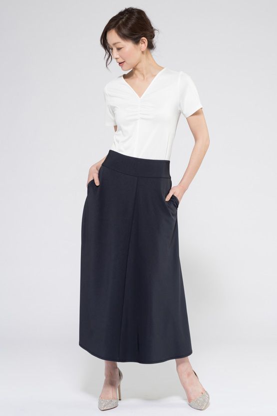Long Length: Navy Flare Long Skirt