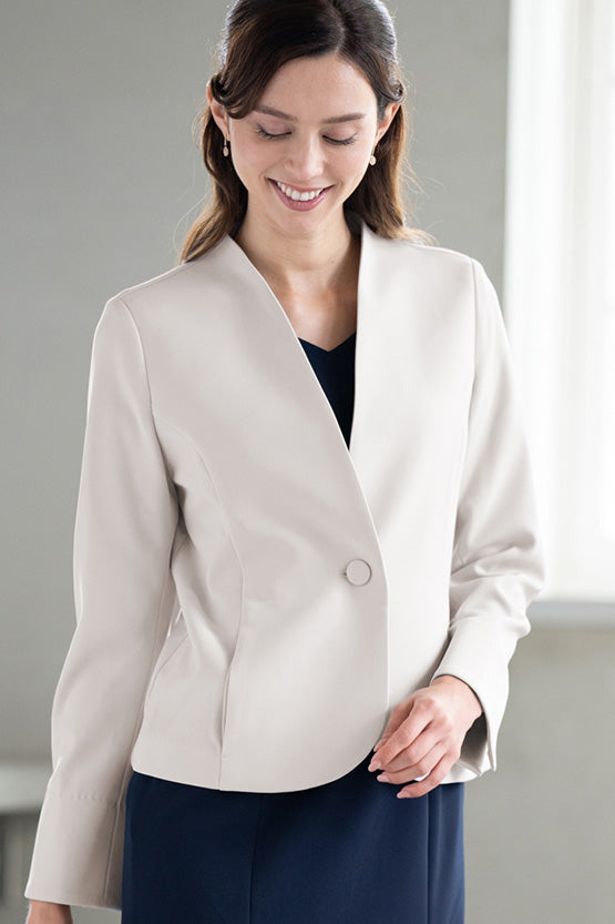 All-Season / No Lining: Greige Collarless Jacket