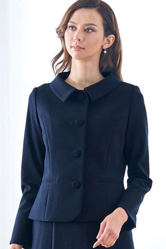Double Jersey: Navy Double Jersey Four-Button Jacket