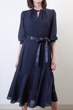 Stretch Chiffon: Navy Long Mermaid Dress