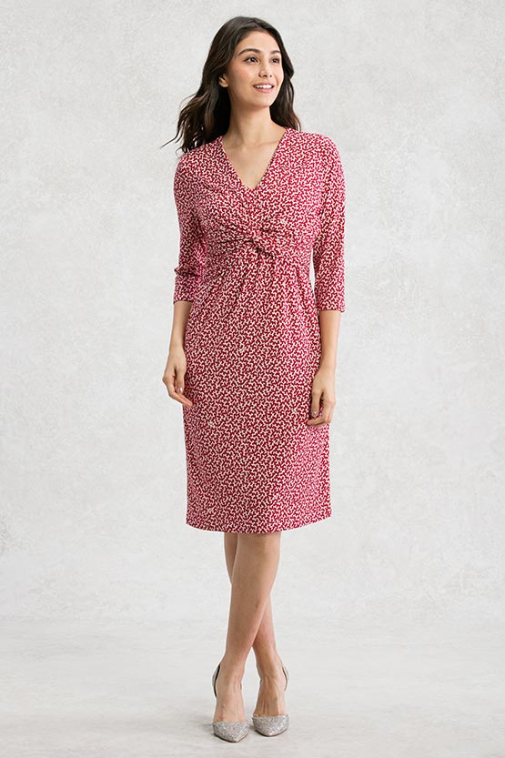 Red Mille-Fleur Twist Dress