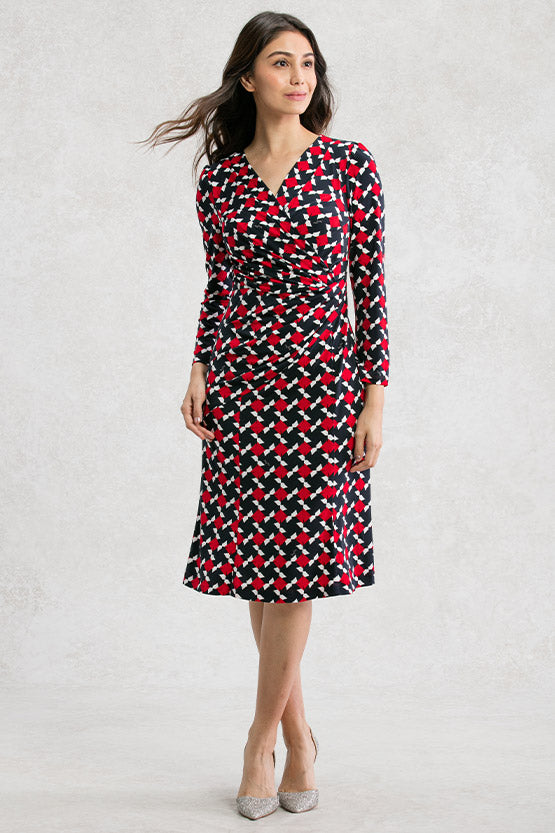 Red Pinwheel Gather Dress