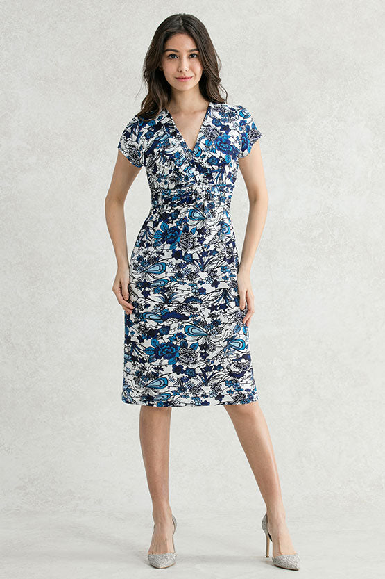 Japanese Pattern: Azure Ryukyu-Bingata Twist Dress