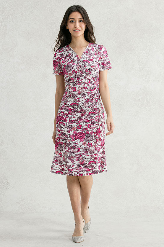 Japanese Pattern: Peony Ryukyu-Bingata Gather Dress