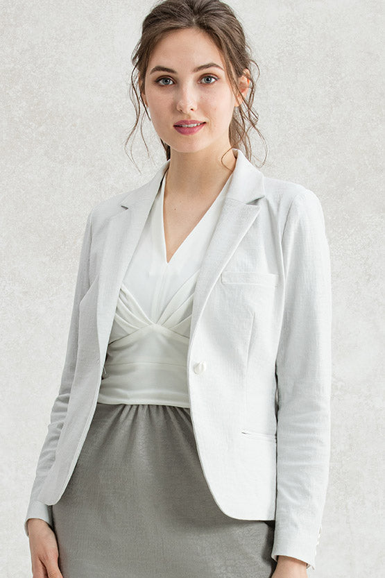 Stretch Jacquard: Greige Tailored Jacket