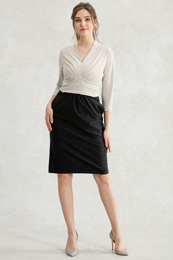 Stretch Jacquard: Stretch Jacquard Gray X Black Shell Dress