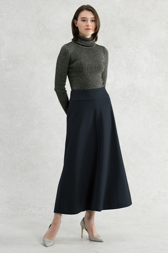 Long Length: Navy Bias Long Skirt