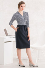 All-Season Material: Navy Mille Fleur Docking Shell Dress
