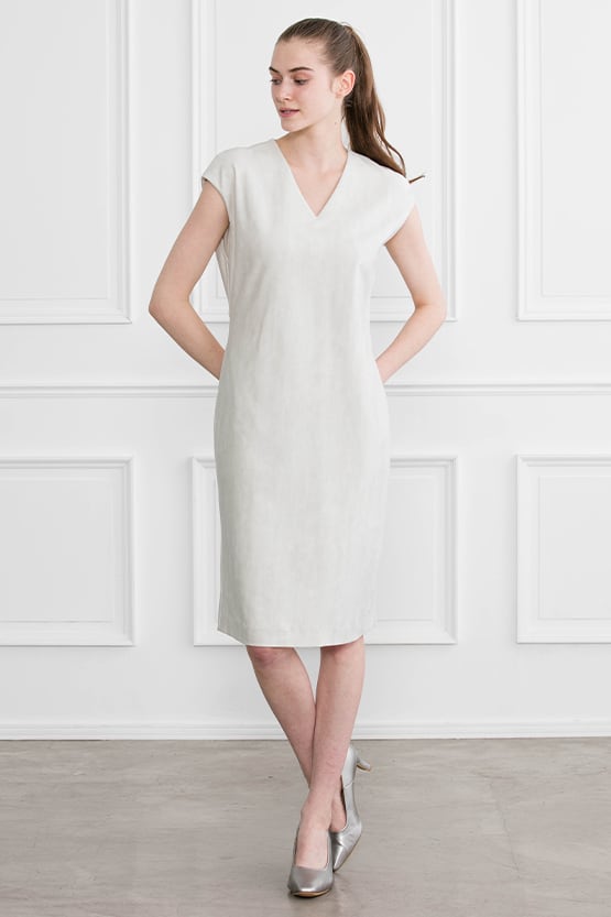 White-Gray Denim Sack Dress