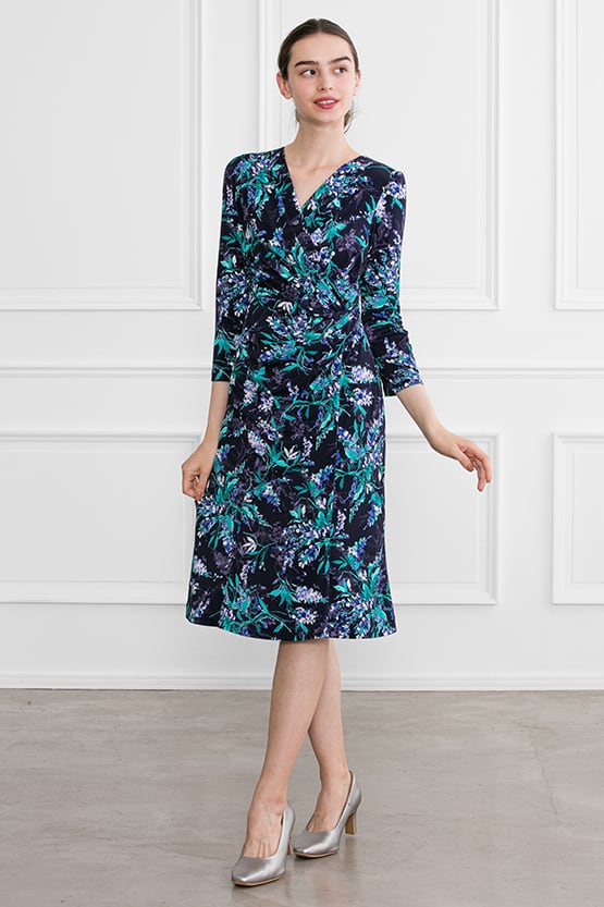 Navy Aroma Gathered Dress
