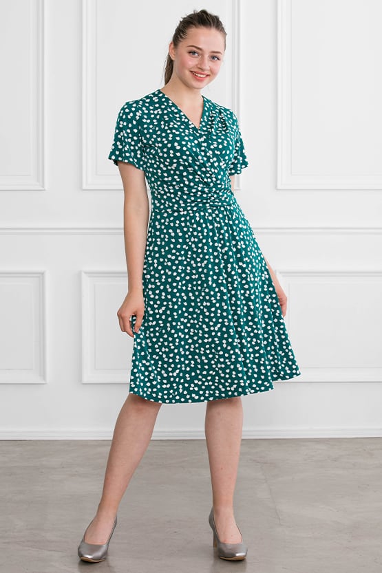 Green Rice Shower Marilyn Dress