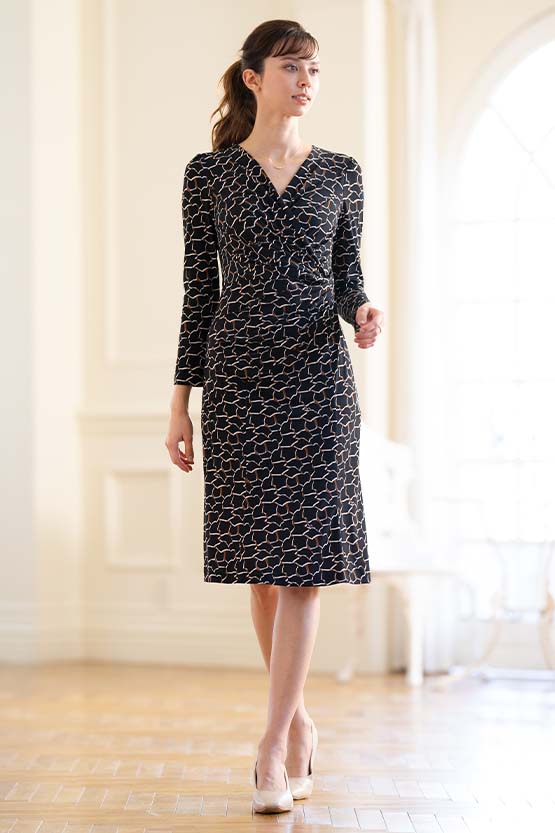 Black Giraffe Gather Dress