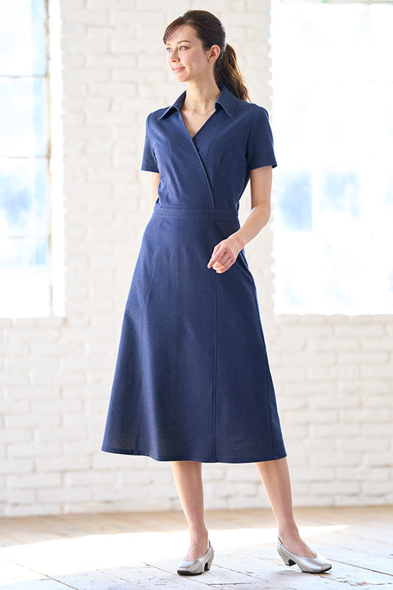Indigo Blue Stretch Denim Shirt Dress