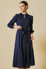 Stretch Chiffon Navy Long Mermaid Dress