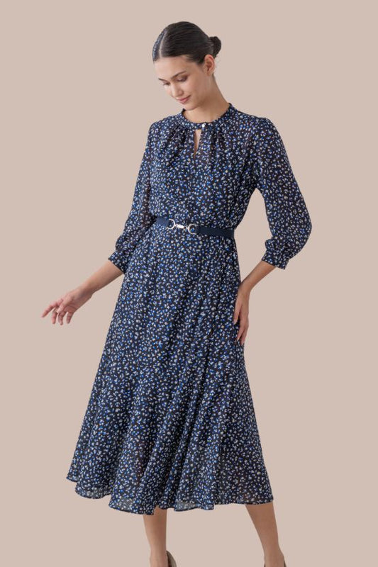 Stretch Chiffon: Crystal Drop Long Mermaid Dress