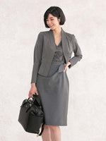 Cotton-Blend Grey V-Neck Everyday Dress