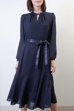 Stretch Chiffon: Stretch Chiffon Navy Long Mermaid Dress