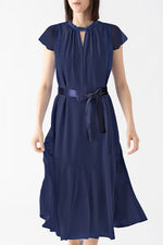 Stretch Chiffon Navy Long Mermaid Dress