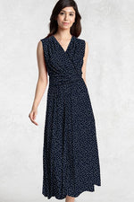 Navy Tiny Dot Long Marilyn Dress