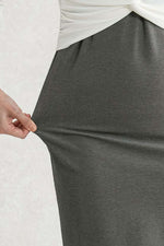 Cotton Blend White/Gray Twisted Short Sleeve Dress
