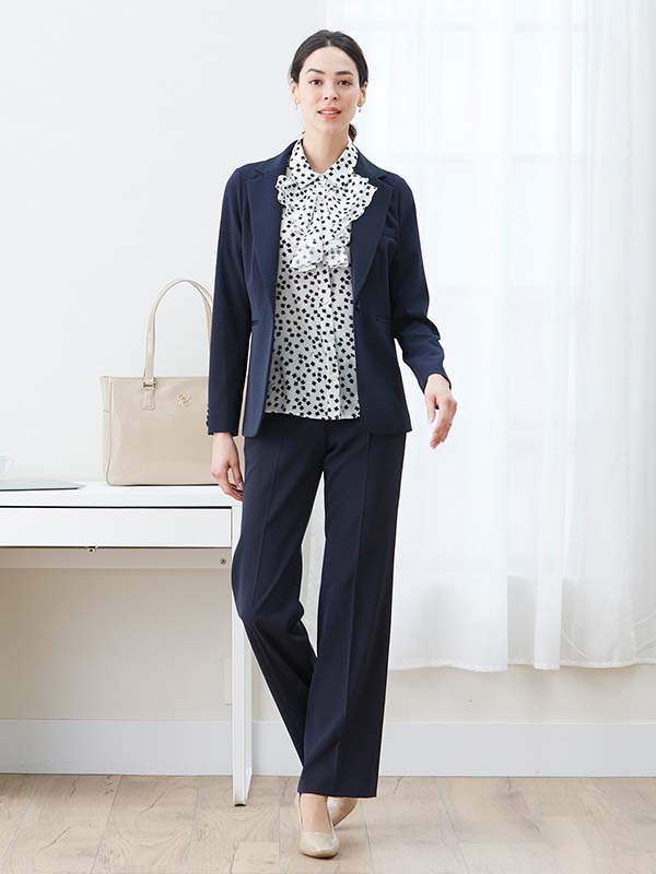 Stretch Chiffon: White Clover Collared Frill Blouse