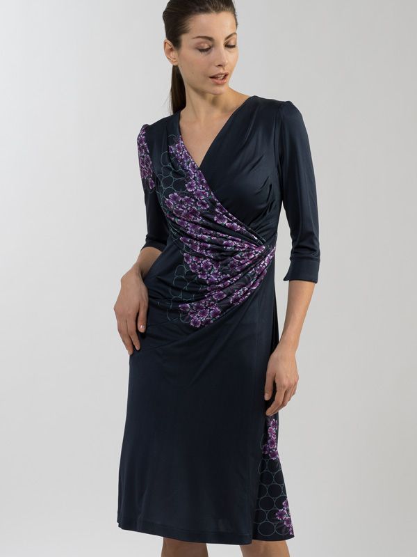 Japanese Pattern: Silk Edo Murasaki Waist-Gathered Dress