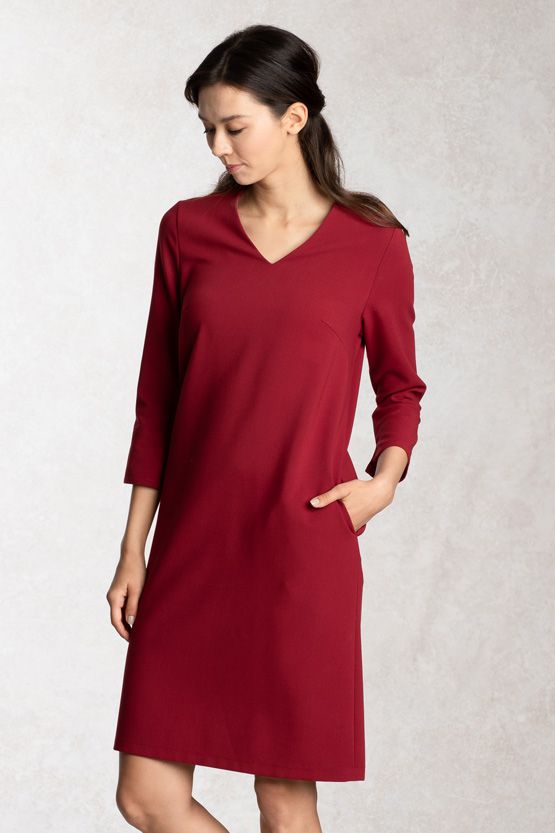 Red V-Neck Dress