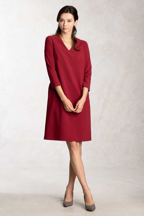 Red V-Neck Dress