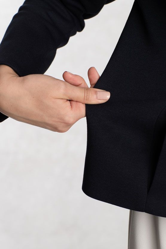 Wool Blend Double Face: Navy Collarless Jacket