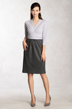 Setup: Pale Blue X Medium Gray 3/4 Sleeve Shell Dress